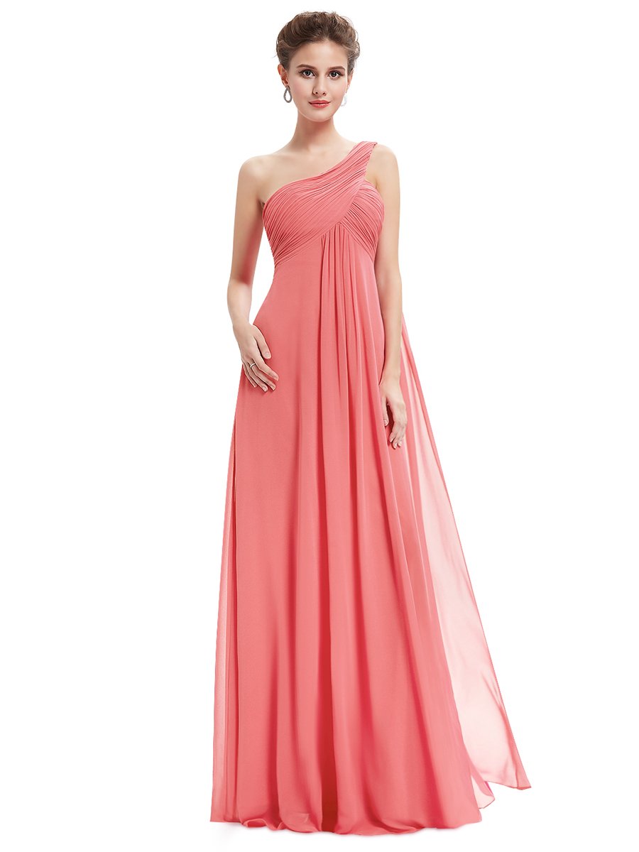Elegant One Shoulder Chiffon Ruffles Evening Gown