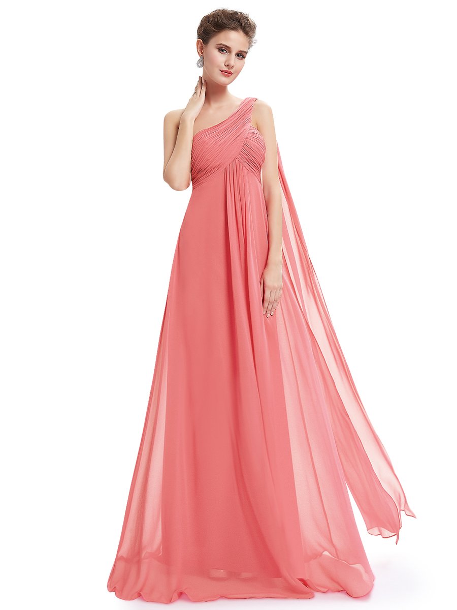 Elegant One Shoulder Chiffon Ruffles Evening Gown