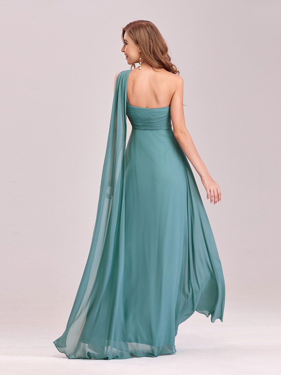 Elegant One Shoulder Chiffon Ruffles Evening Gown