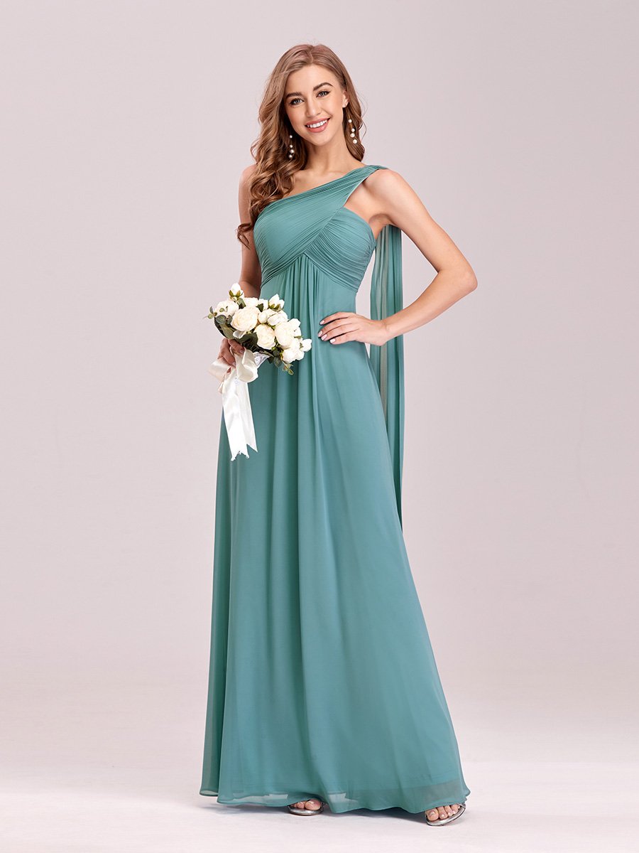 Elegant One Shoulder Chiffon Ruffles Evening Gown
