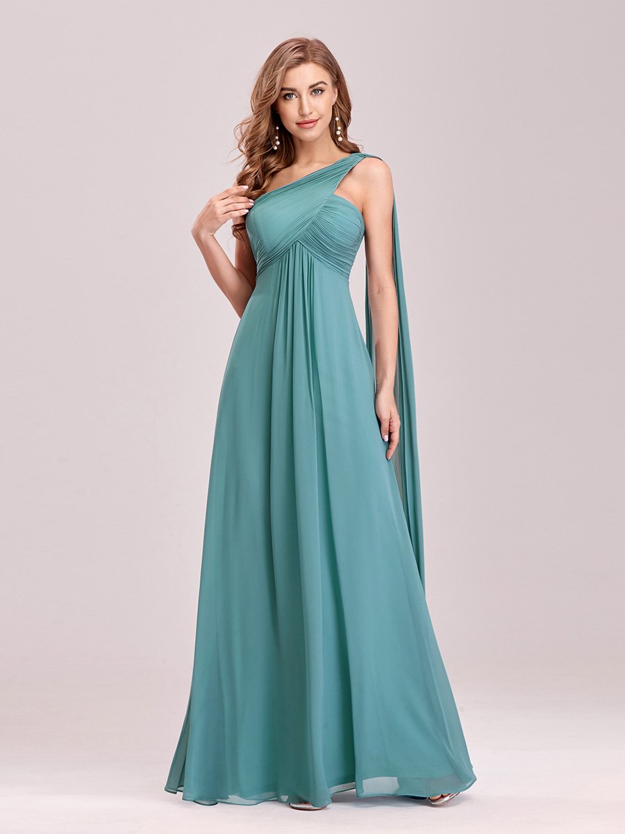 Elegant One Shoulder Chiffon Ruffles Evening Gown
