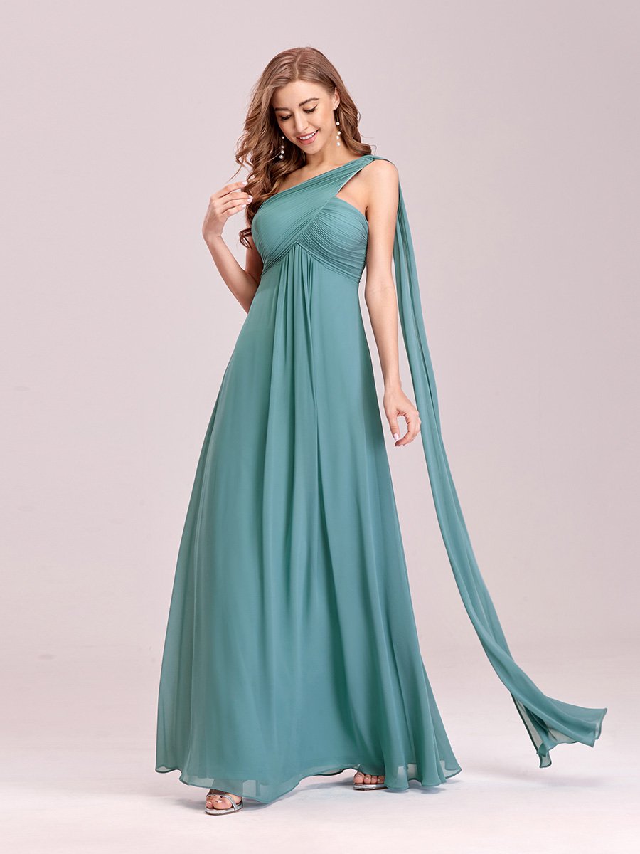 Elegant One Shoulder Chiffon Ruffles Evening Gown