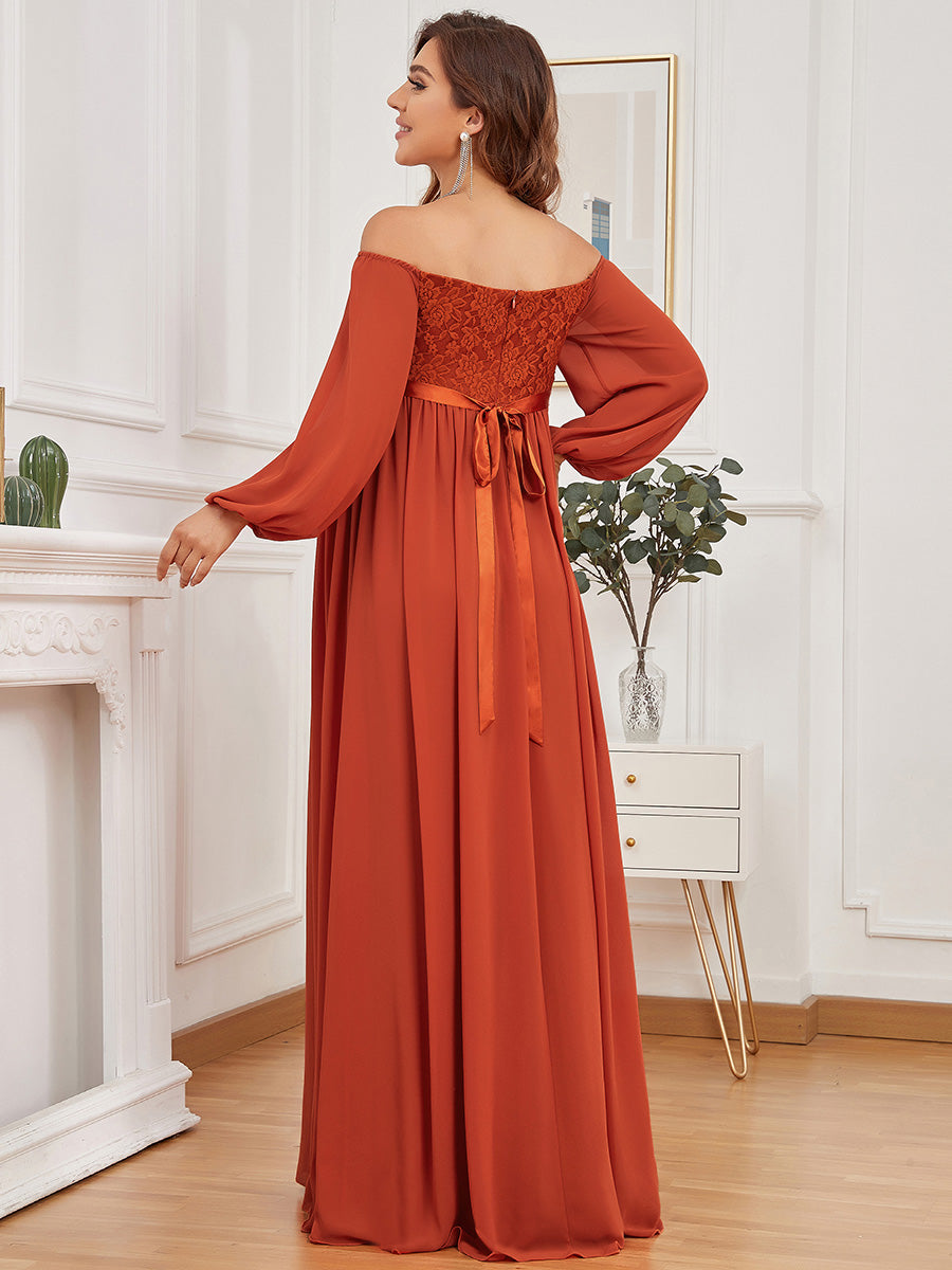 Elegant Lantern Sleeves Maternity Gown