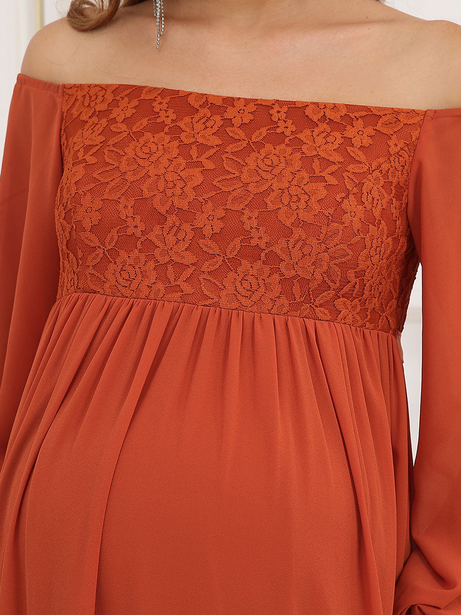 Elegant Lantern Sleeves Maternity Gown