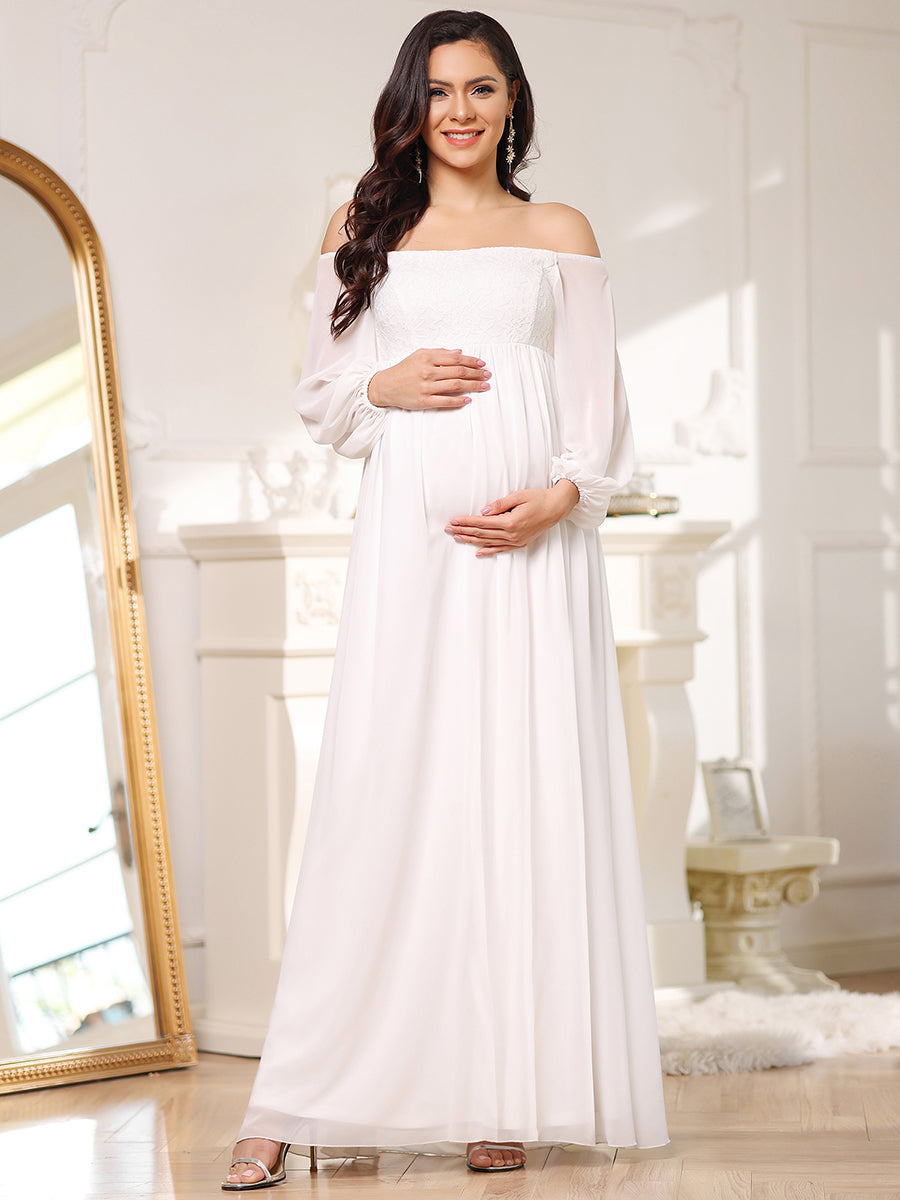 Elegant Lantern Sleeves Maternity Gown