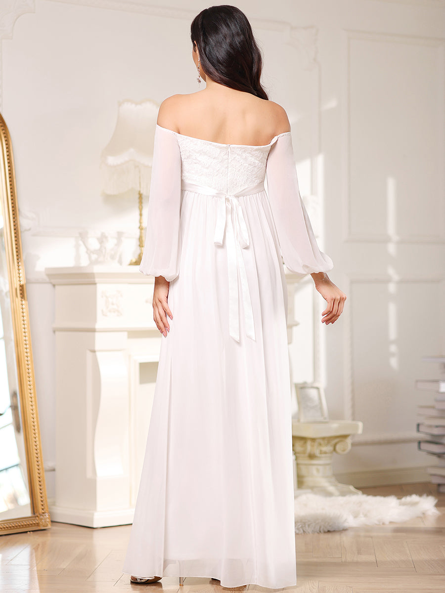 Elegant Lantern Sleeves Maternity Gown