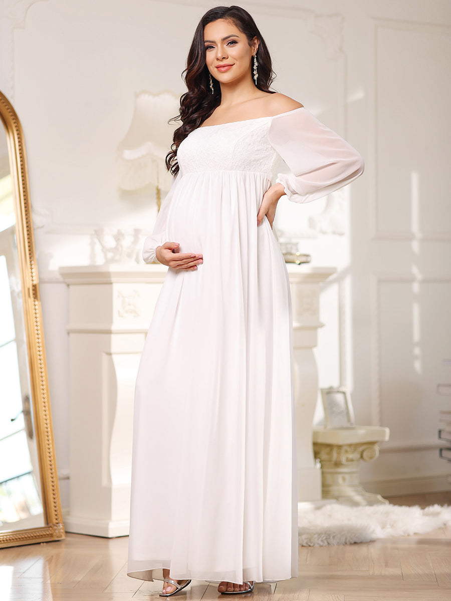 Elegant Lantern Sleeves Maternity Gown