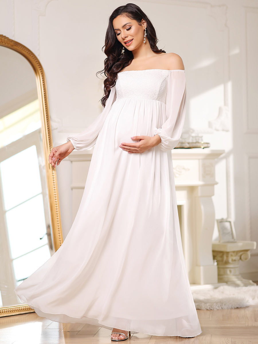 Elegant Lantern Sleeves Maternity Gown