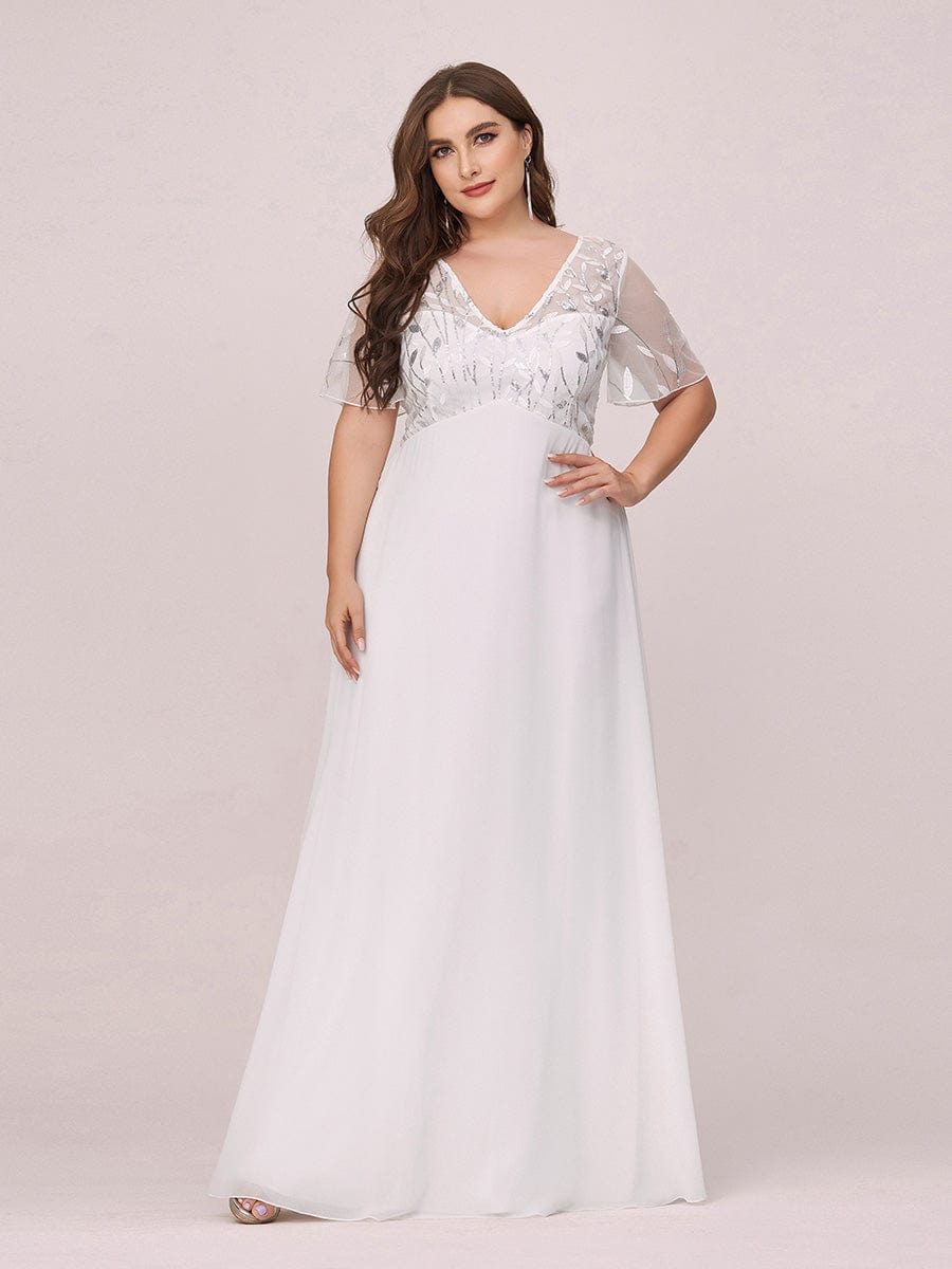 Elegant Floral Sequin Plus Size Evening Gown with Cap Sleeves