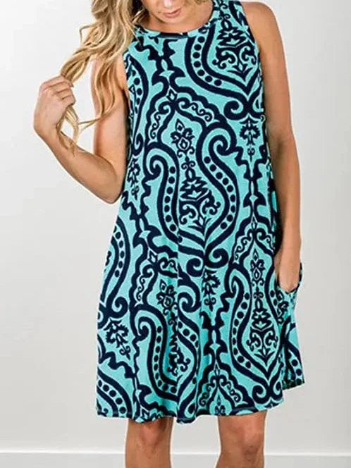 New  Women Summer Dress Fashion Floral Print Sleeveless Dresses Casual Dresses Female Robe 50 Colors Vestidos Midi Sundress