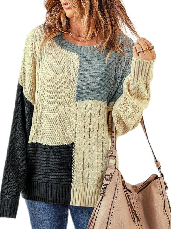 Women's Casual Round Neck Sweater - Long Sleeve Knit Top
