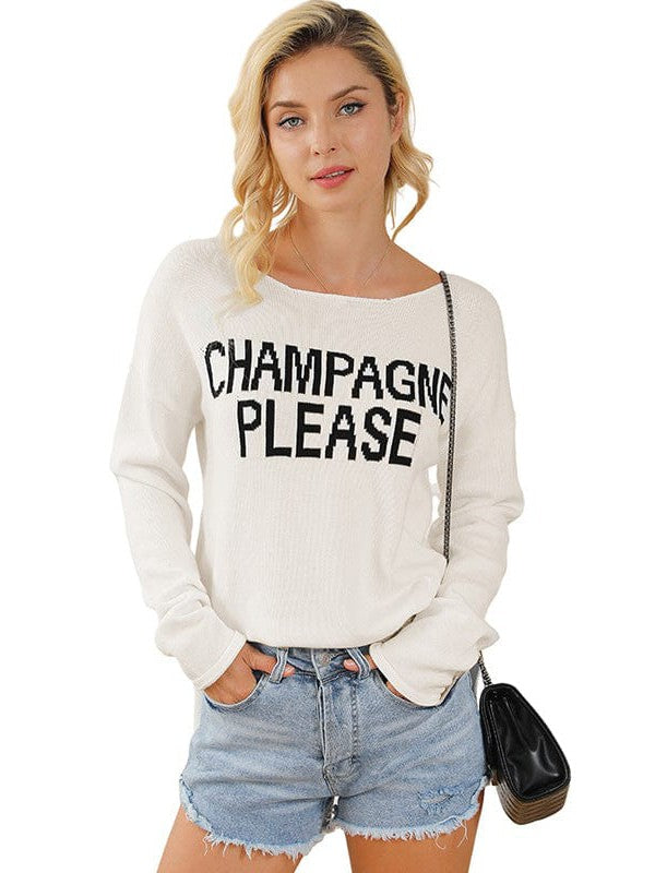 Letter Print Loose Pullover Women's Top - Stylish and Elegant Sweater for Women
