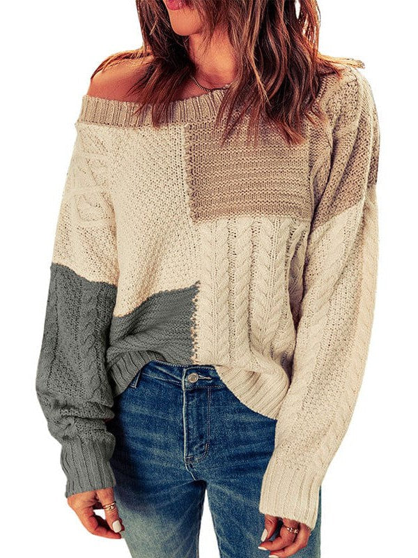 Women's Casual Round Neck Sweater - Long Sleeve Knit Top
