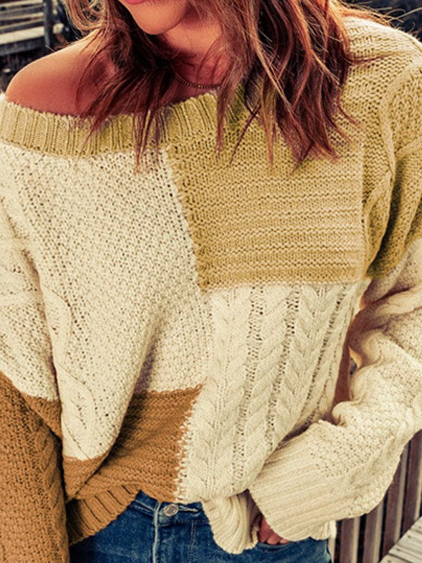 Women's Casual Round Neck Sweater - Long Sleeve Knit Top