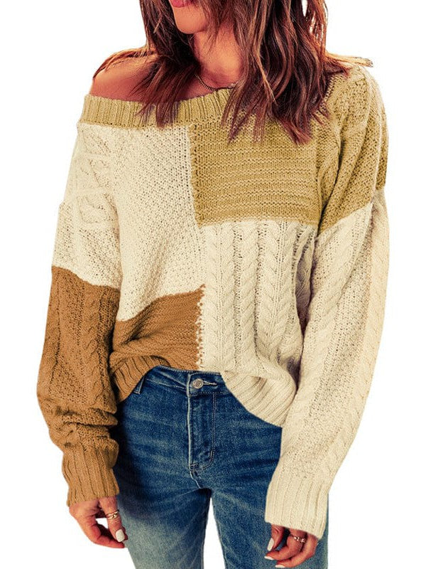 Women's Casual Round Neck Sweater - Long Sleeve Knit Top