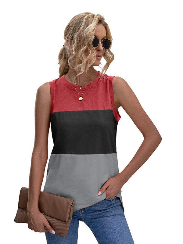 Sleeveless Vest with Contrasting Stitching for Women, Simple and Stylish