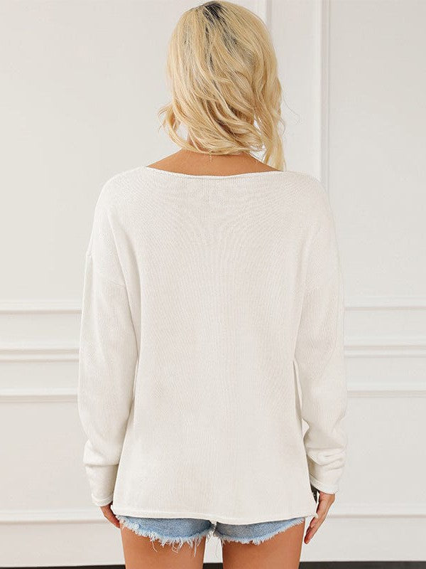 Letter Print Loose Pullover Women's Top - Stylish and Elegant Sweater for Women