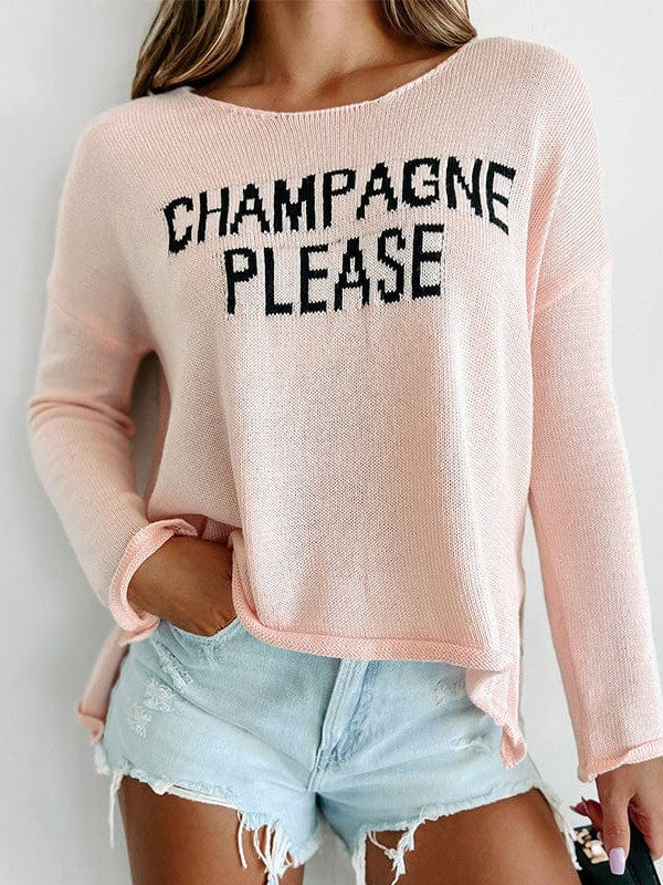 Letter Print Loose Pullover Women's Top - Stylish and Elegant Sweater for Women