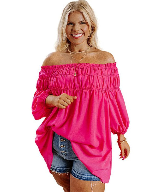 Leopard Print Lantern Sleeve Plus Size Sweatshirt for Women