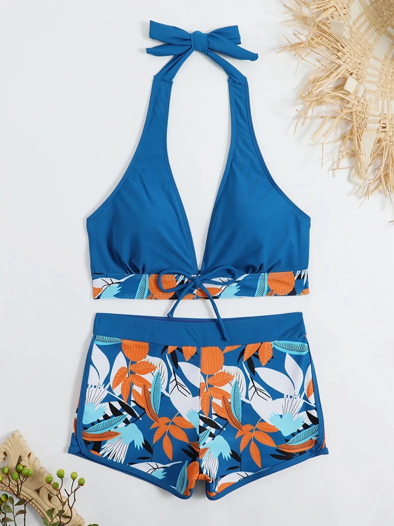 New Women's Bikini Sexy Split High Waist Swimsuit Lace Printed Solid Color Swimwear Women Bathing Suit