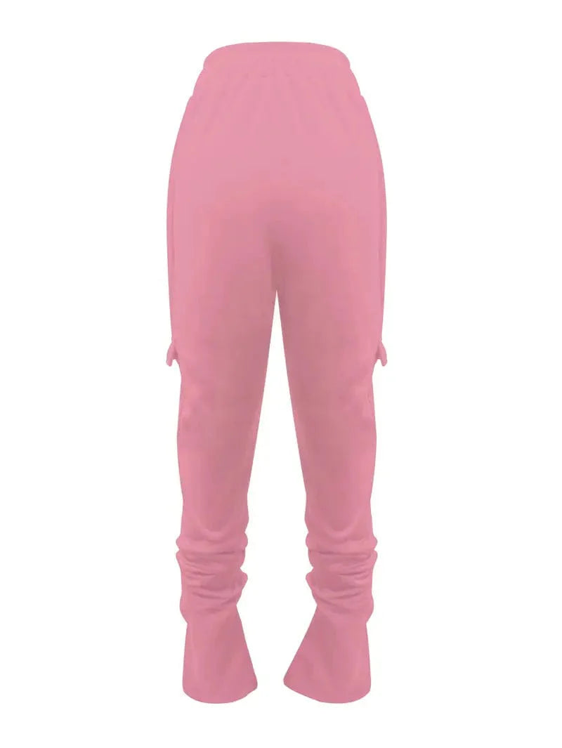 Ruched Solid Pants, Long-Length Casual Drawstring Bottoms, Women's Apparel