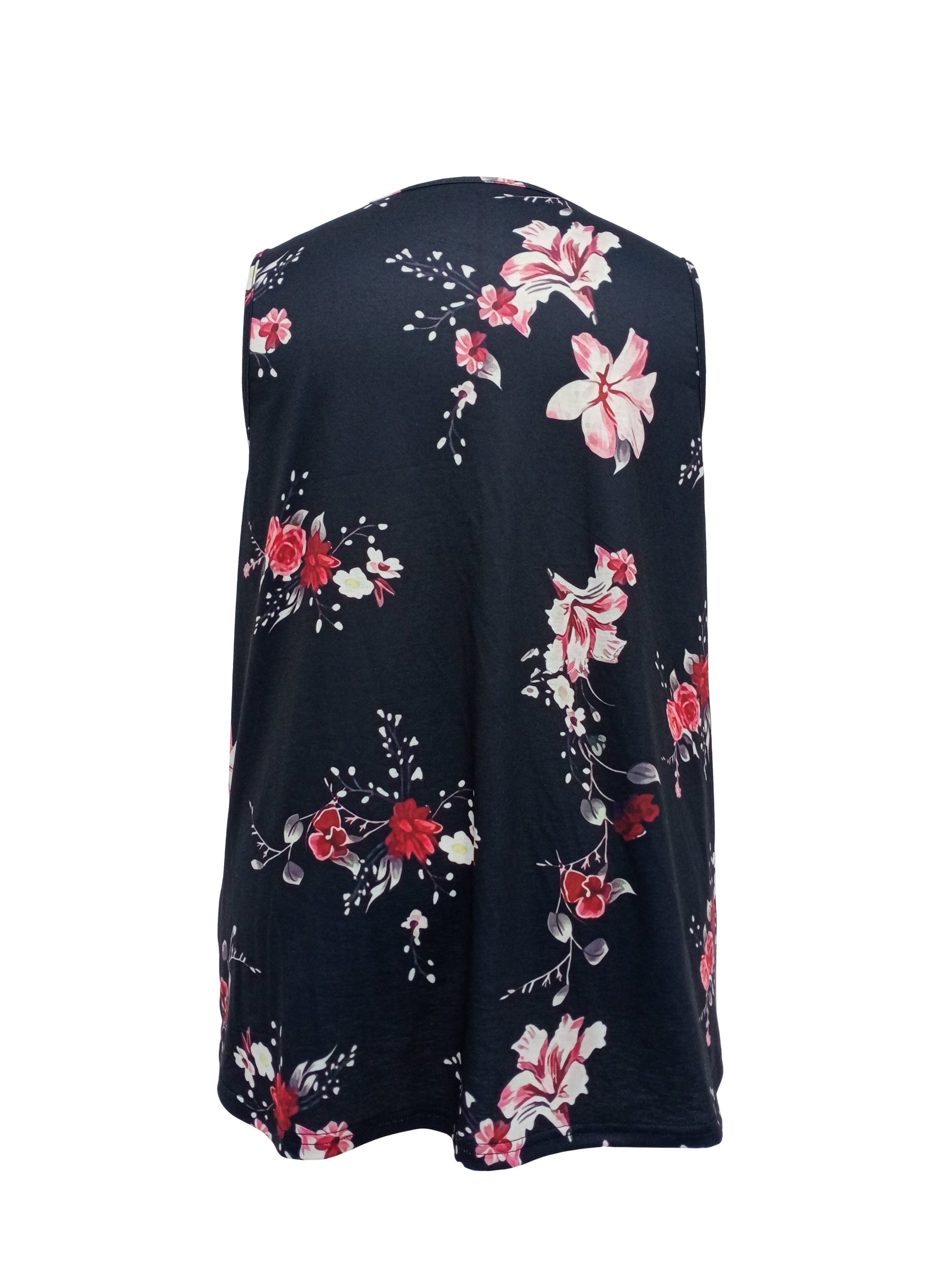 Floral Print Plus Size Henley Tank Top for Women