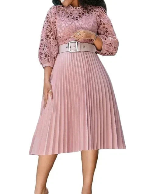 African Dashiki Dress Pleated Office V neck Kanga Clothing Bazin Abaya Midi Long Maxi Robe Gowns Ankara Sexy Rich Evening Party