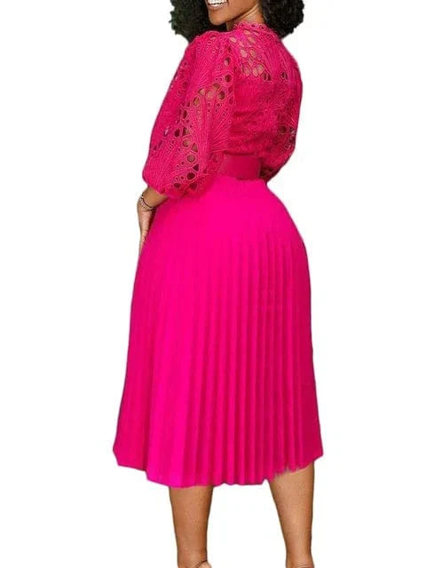 African Dashiki Dress Pleated Office V neck Kanga Clothing Bazin Abaya Midi Long Maxi Robe Gowns Ankara Sexy Rich Evening Party