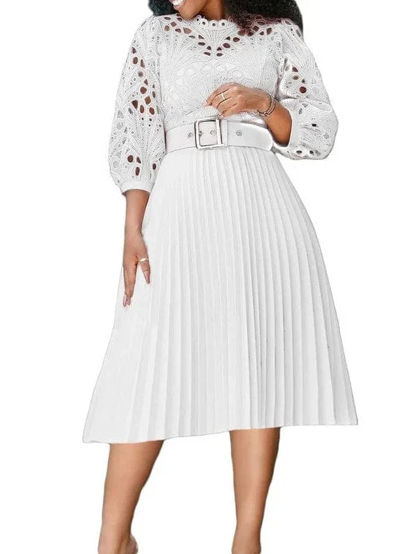 African Dashiki Dress Pleated Office V neck Kanga Clothing Bazin Abaya Midi Long Maxi Robe Gowns Ankara Sexy Rich Evening Party