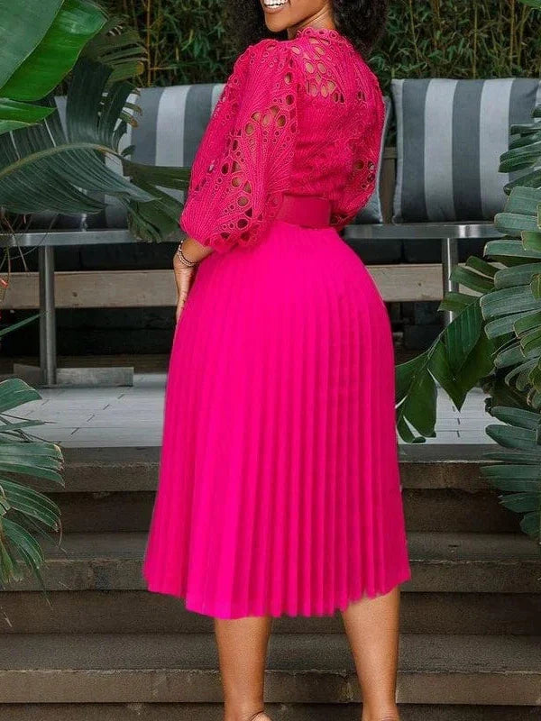 African Dashiki Dress Pleated Office V neck Kanga Clothing Bazin Abaya Midi Long Maxi Robe Gowns Ankara Sexy Rich Evening Party