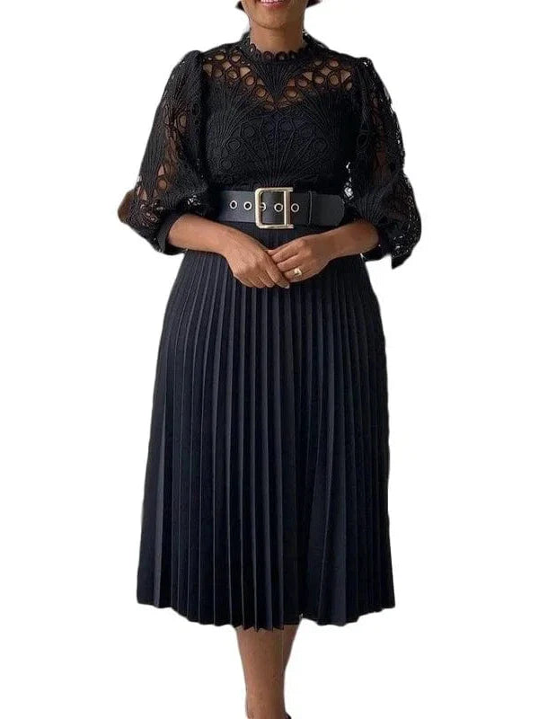 African Dashiki Dress Pleated Office V neck Kanga Clothing Bazin Abaya Midi Long Maxi Robe Gowns Ankara Sexy Rich Evening Party