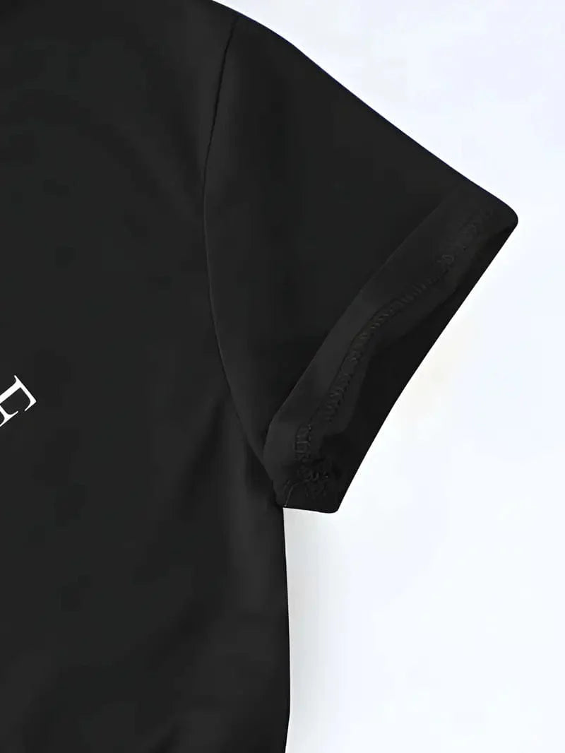 Anchor & Alphabet Printed T-shirt, Short Sleeve Crew Neck Casual Top In Women's Clothing