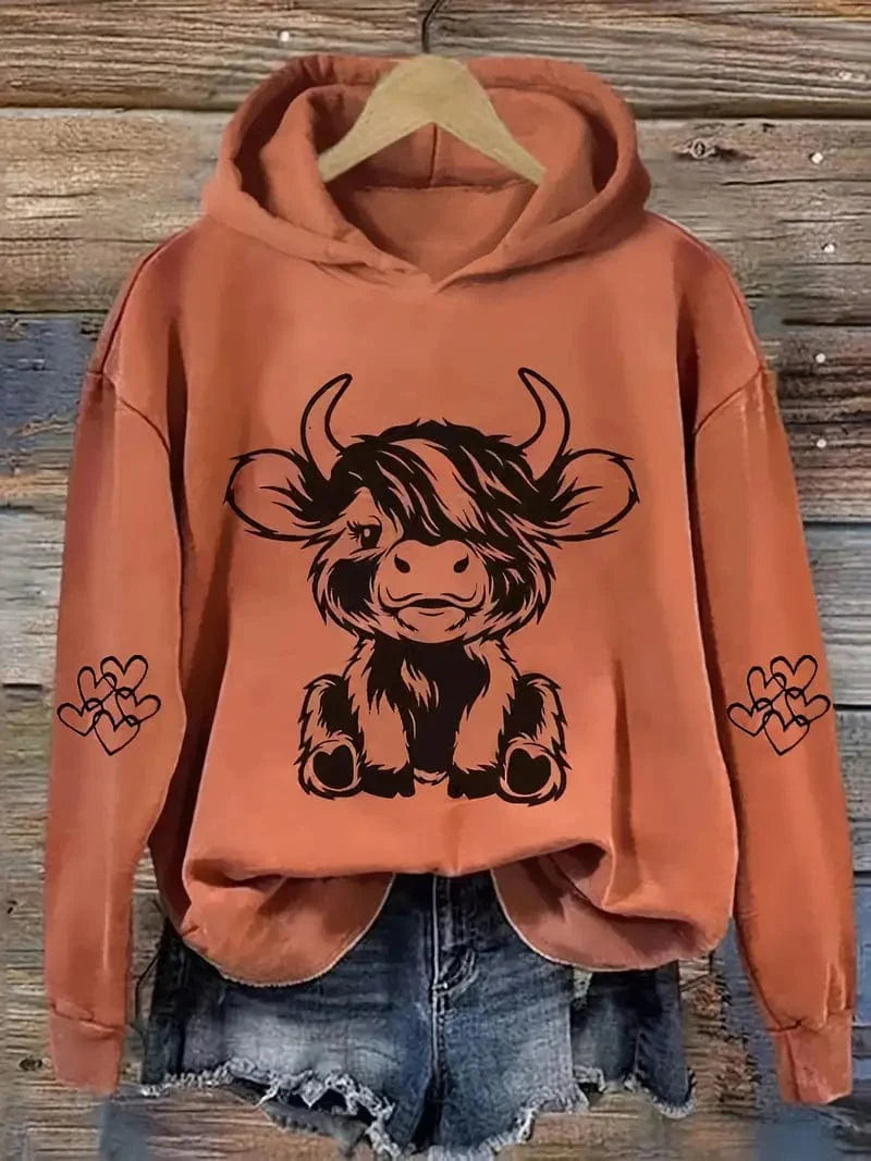 Animal Print Hoodie for Women, Stylish Long Sleeve Winter & Fall Sweatshirt
