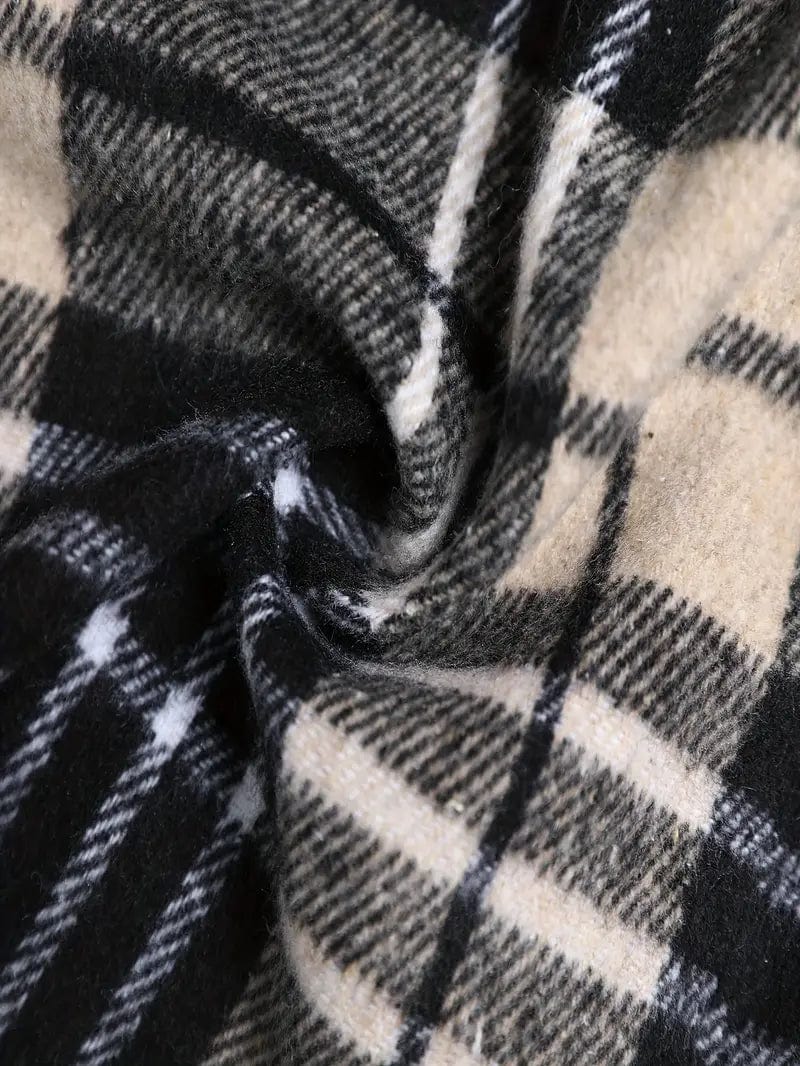 Plaid Lapel Blazer with Single Breasted Long Sleeve - Women's Outerwear