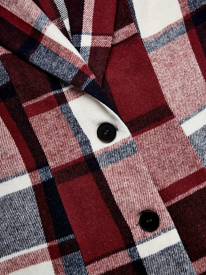 Sleeveless Plaid Lapel Blazer, Casual Single Breasted Outerwear, Women's Apparel