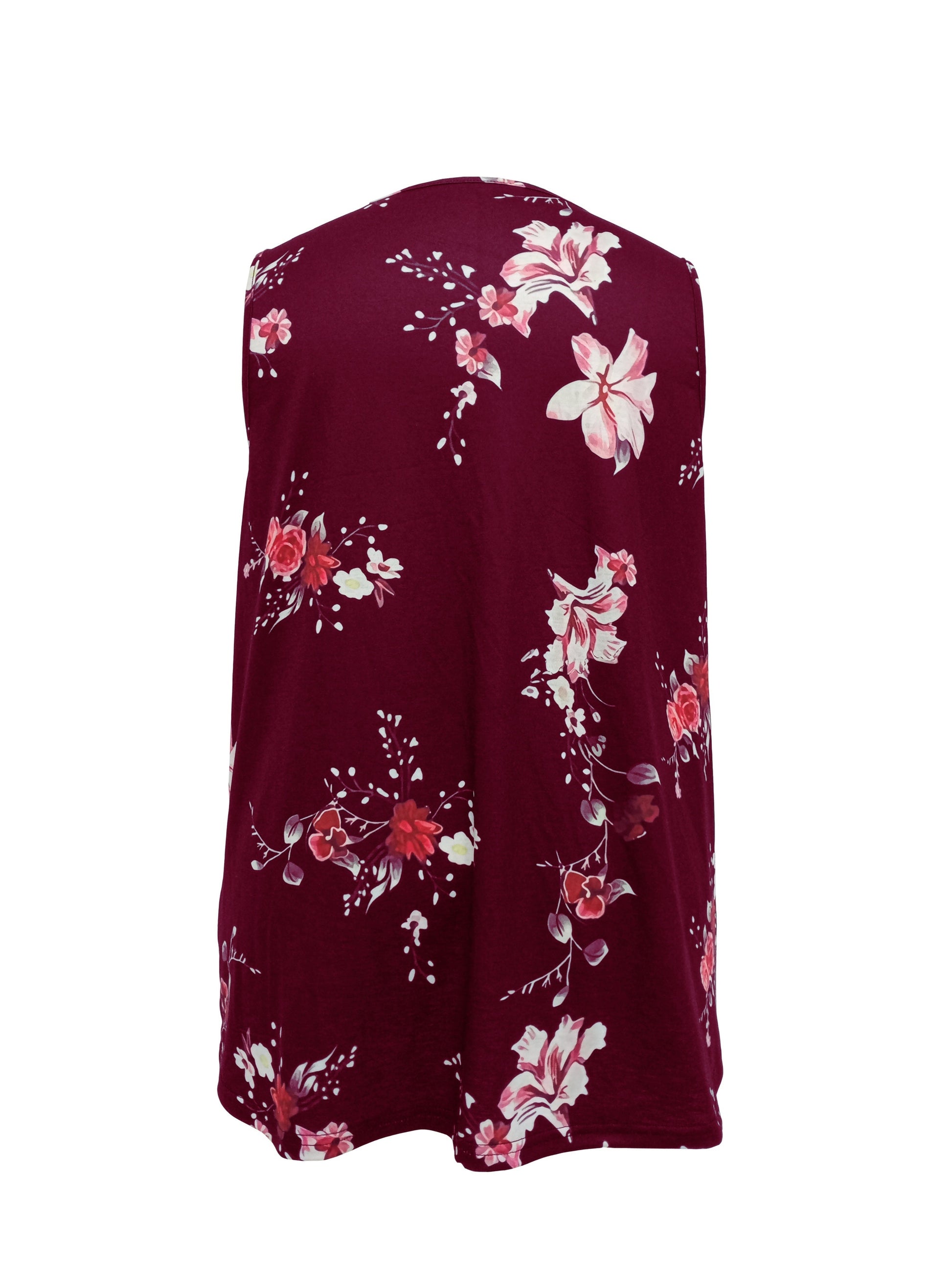 Floral Print Plus Size Henley Tank Top for Women