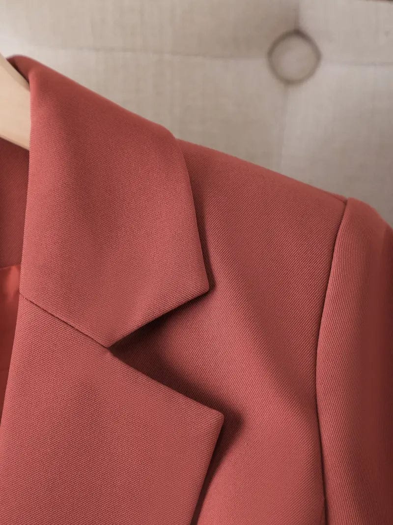 Button-Up Long Sleeve Lapel Blazer: Versatile Office Attire for Women