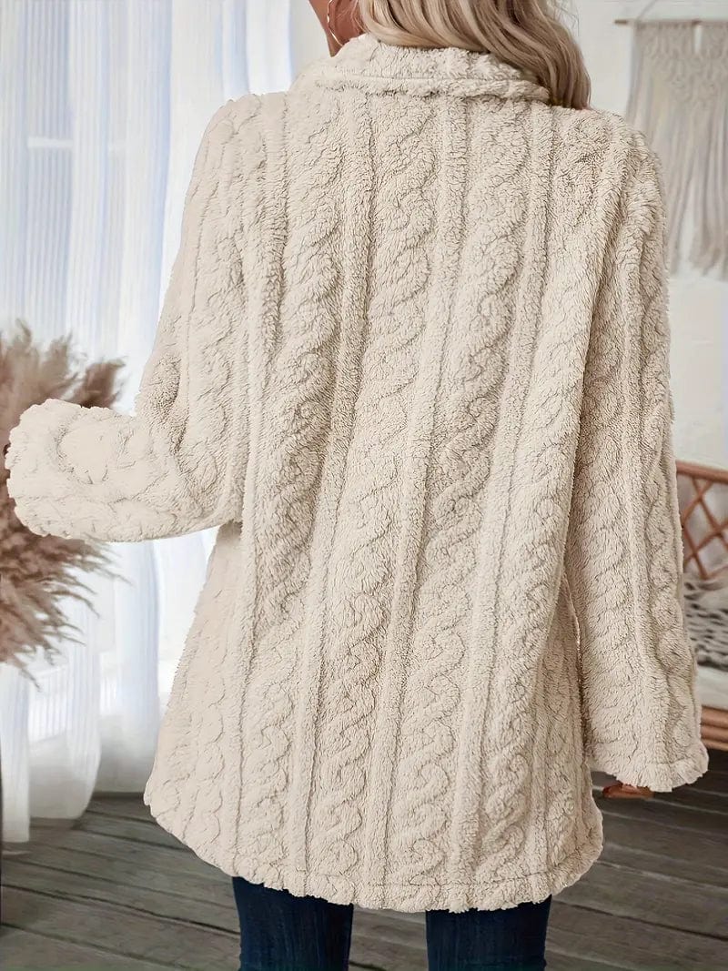 Zip-Up Fleece Winter Jacket with Lapel Neck for Women