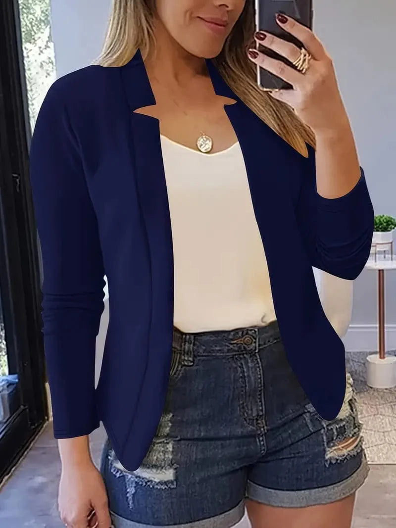 Sophisticated Long Sleeve Slim Fit Blazer for Women's Work Attire