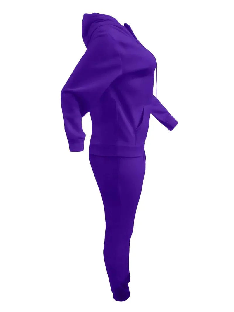 Casual Drawstring Pants and Hoodie Combo Set for Women