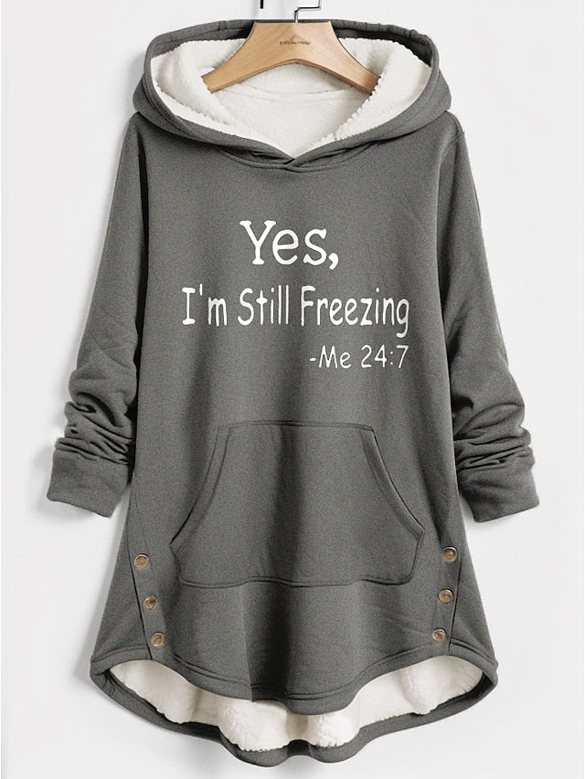 Warm & Stylish Sherpa Fleece Lined Women's Hoodie Sweatshirt