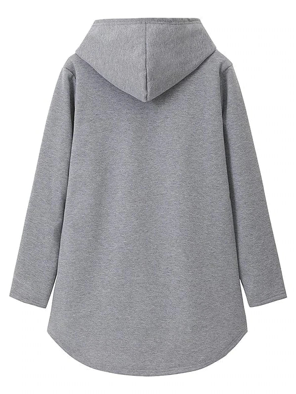Cozy Cat Letter Print Sherpa Fleece Lined Women's Hoodie Sweatshirt