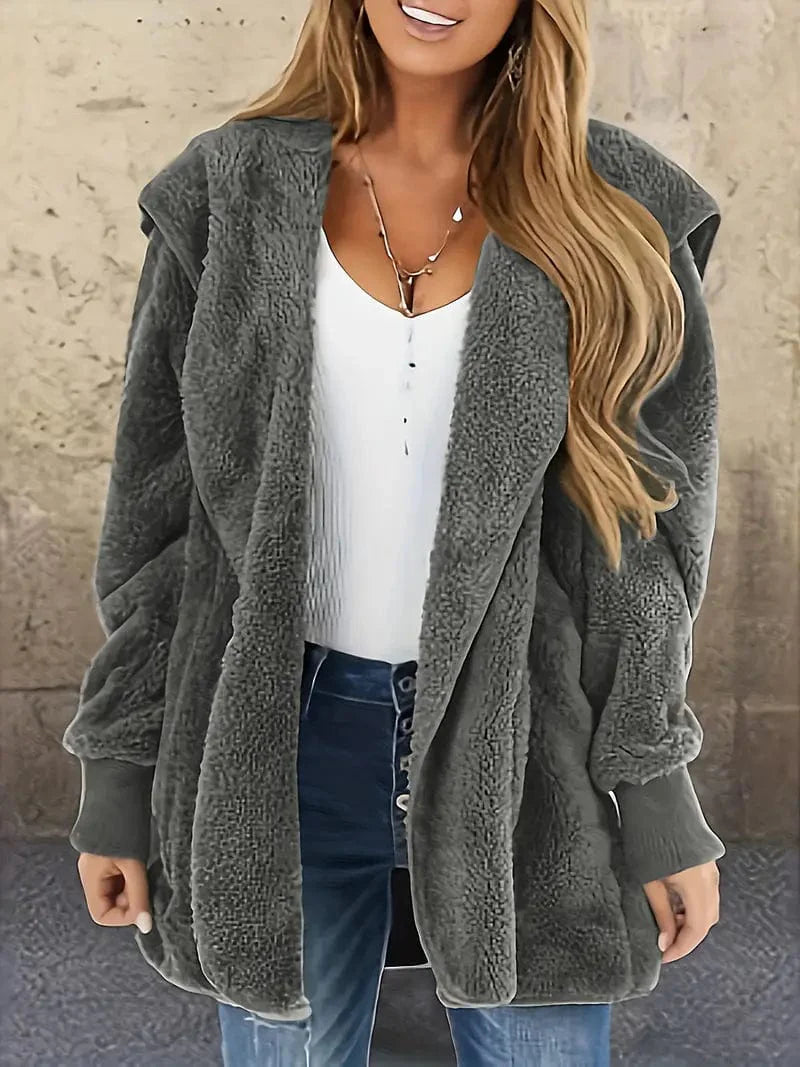 Cozy Hooded Teddy Coat for Fall & Winter, Women's Outerwear