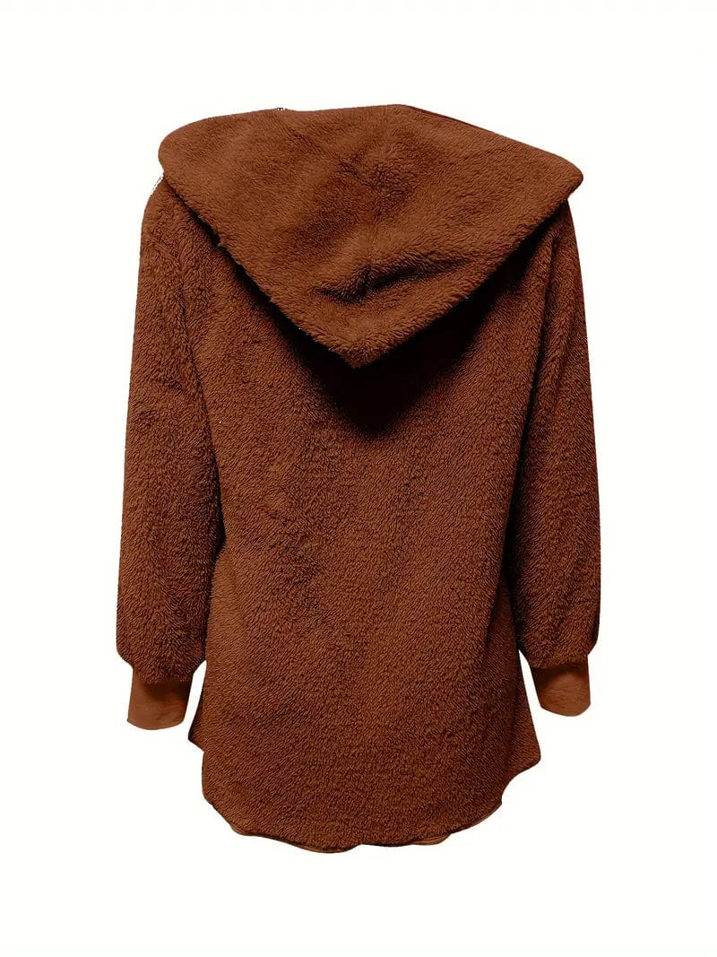 Cozy Hooded Teddy Coat for Fall & Winter, Women's Outerwear