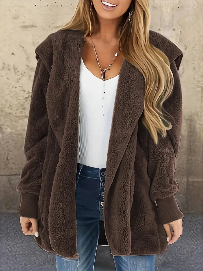Cozy Hooded Teddy Coat for Fall & Winter, Women's Outerwear