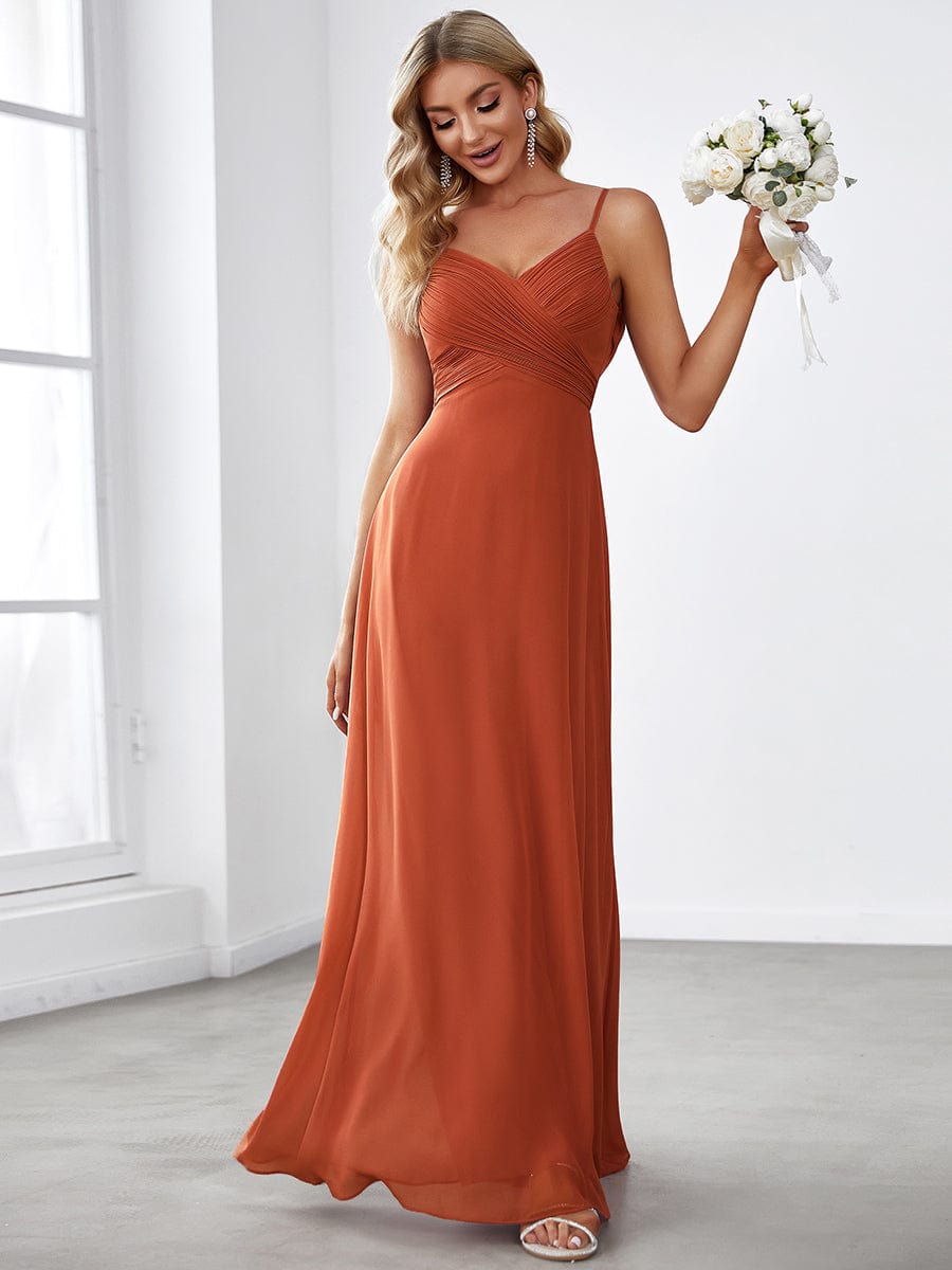 Criss-Cross V-Neck Chiffon Backless A-Line Bridesmaid Dress