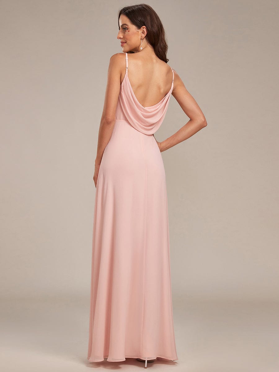 Criss-Cross V-Neck Chiffon Backless A-Line Bridesmaid Dress