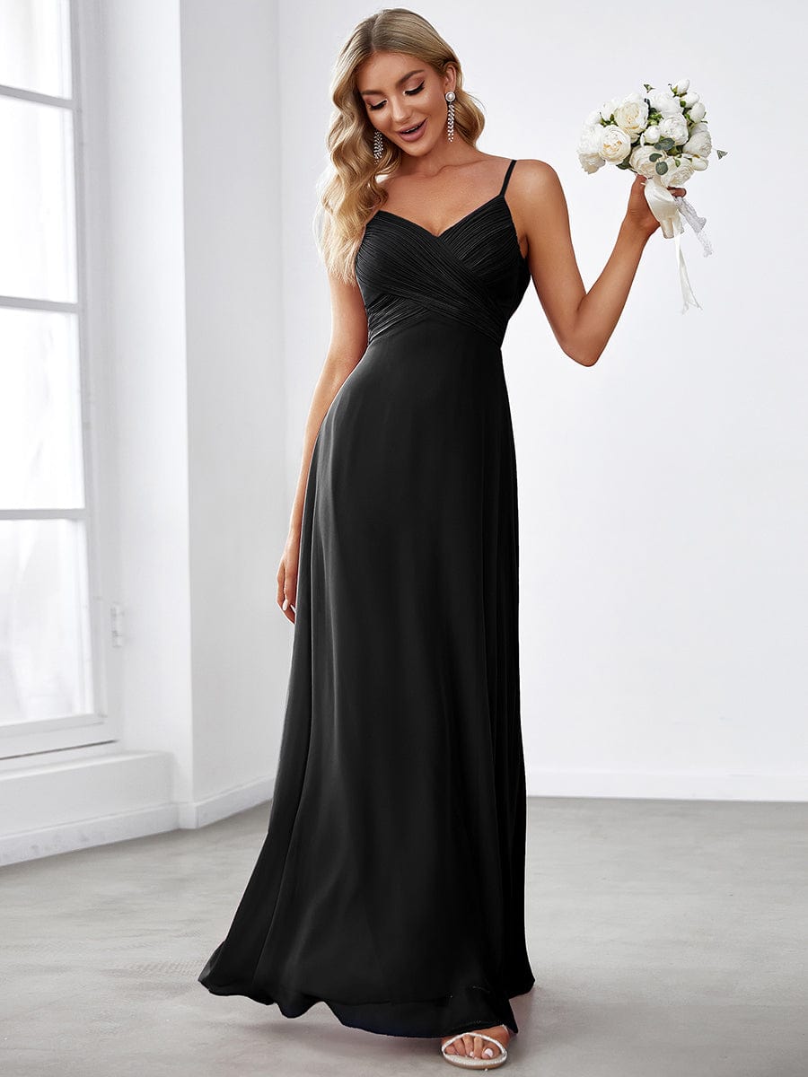 Criss-Cross V-Neck Chiffon Backless A-Line Bridesmaid Dress