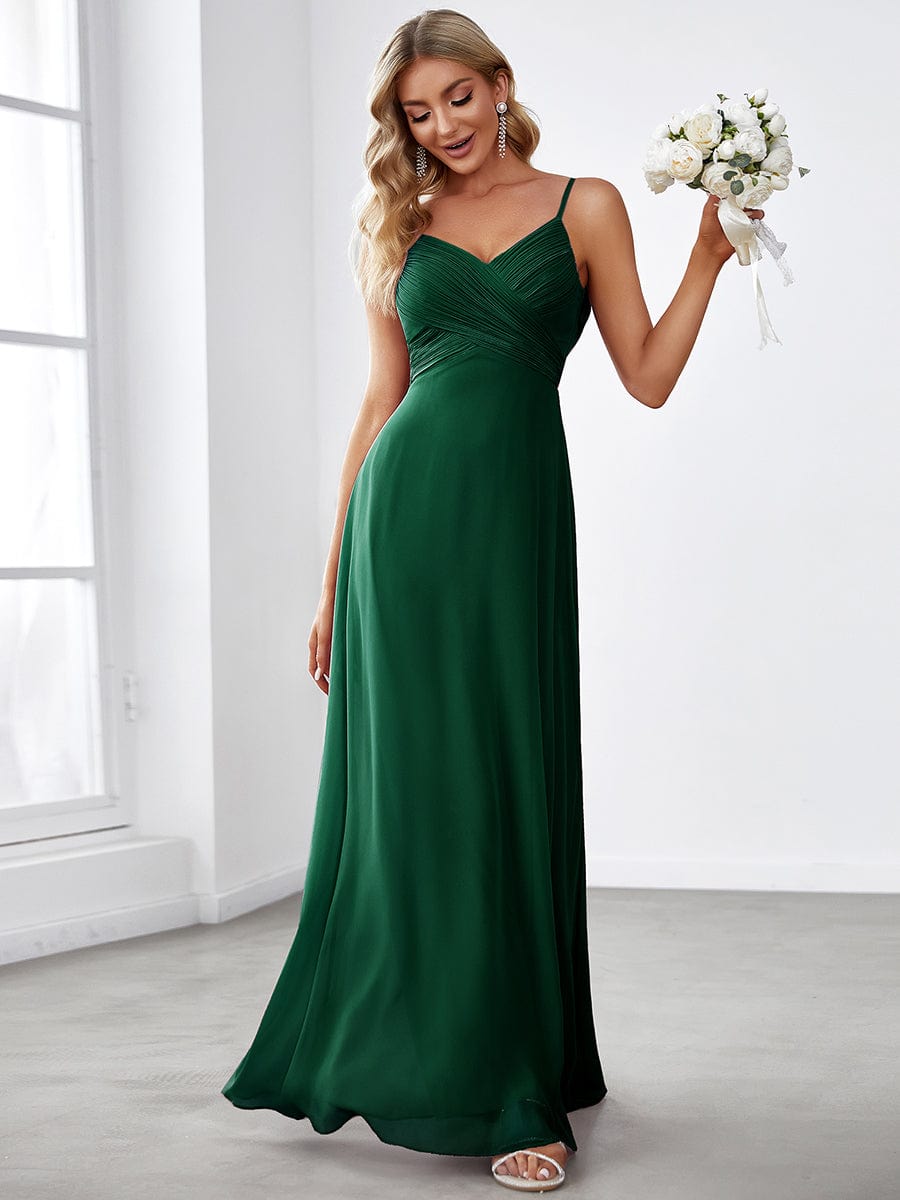 Criss-Cross V-Neck Chiffon Backless A-Line Bridesmaid Dress