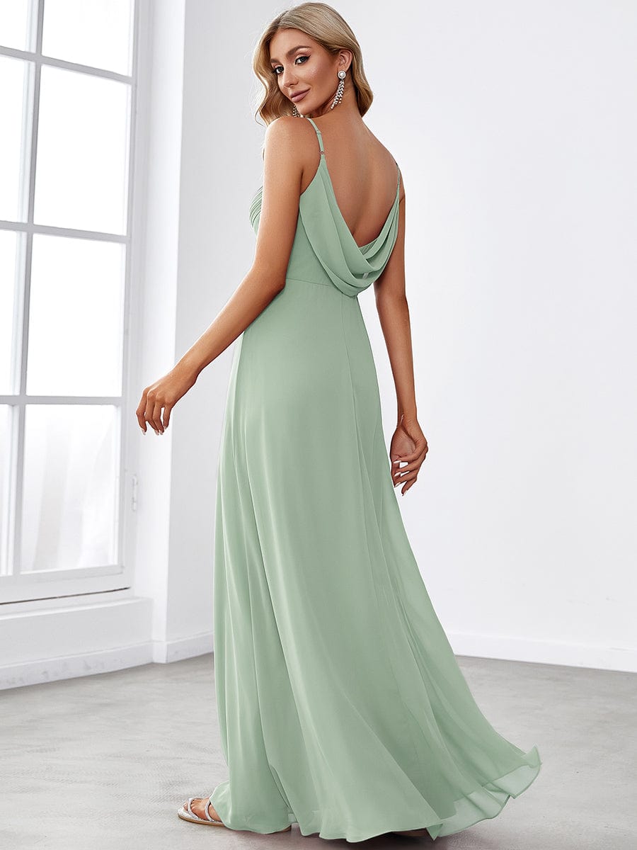 Criss-Cross V-Neck Chiffon Backless A-Line Bridesmaid Dress